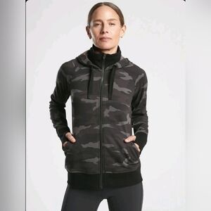 EUC Athleta Trimuph Hoodie Camo Grey Black Full Zip Women XXSmall